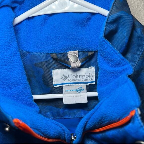 Columbia Interchange Omni Tech wind waterproof blue camo jacket boy’s size large - Picture 7 of 10